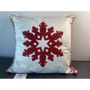 Ashland Christmas Peppermint Lane Throw Pillow White w/ Red Snowflake